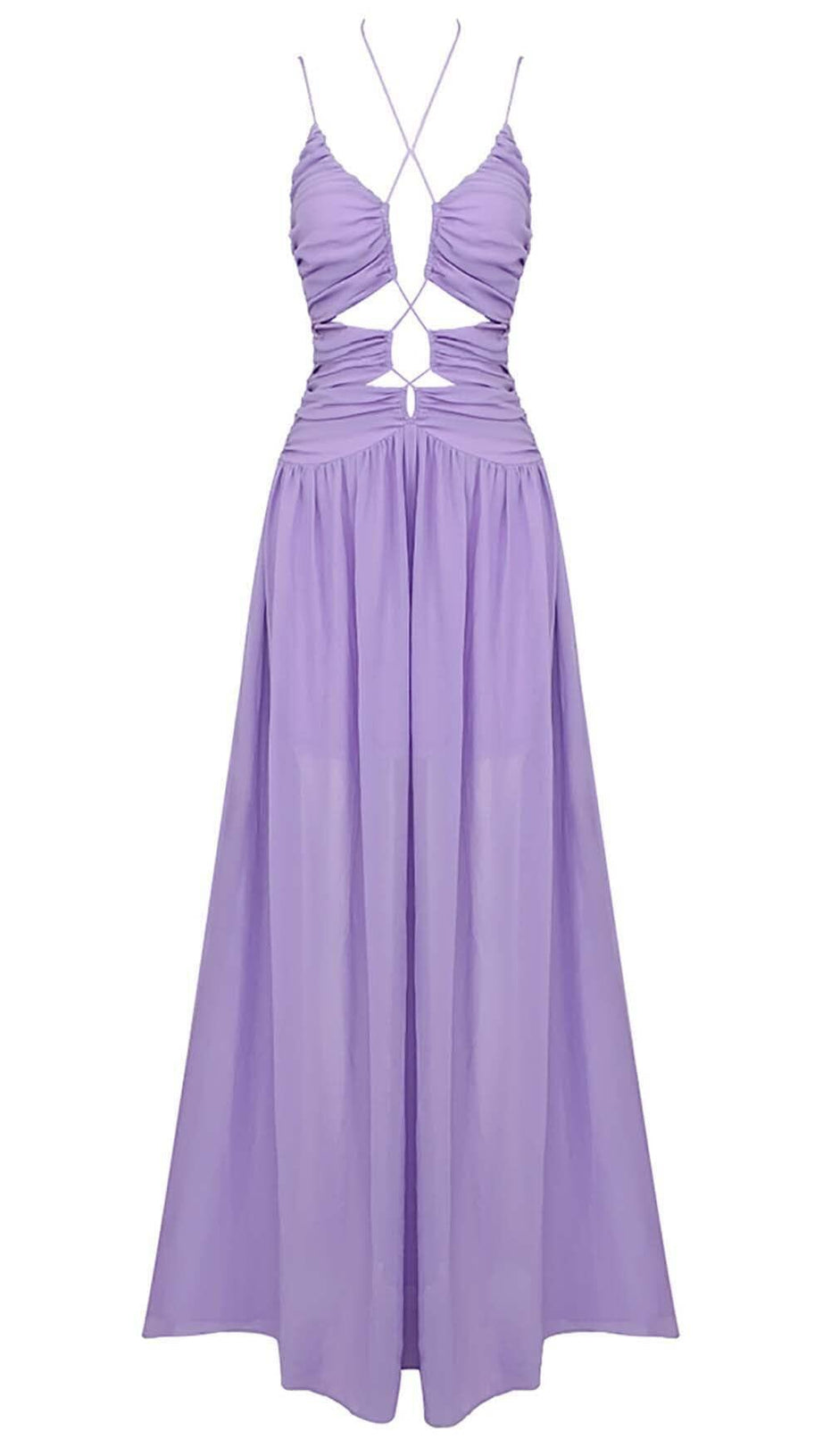 CUTOUT TULLE MAXI DRESS IN LIGHT PURPLE