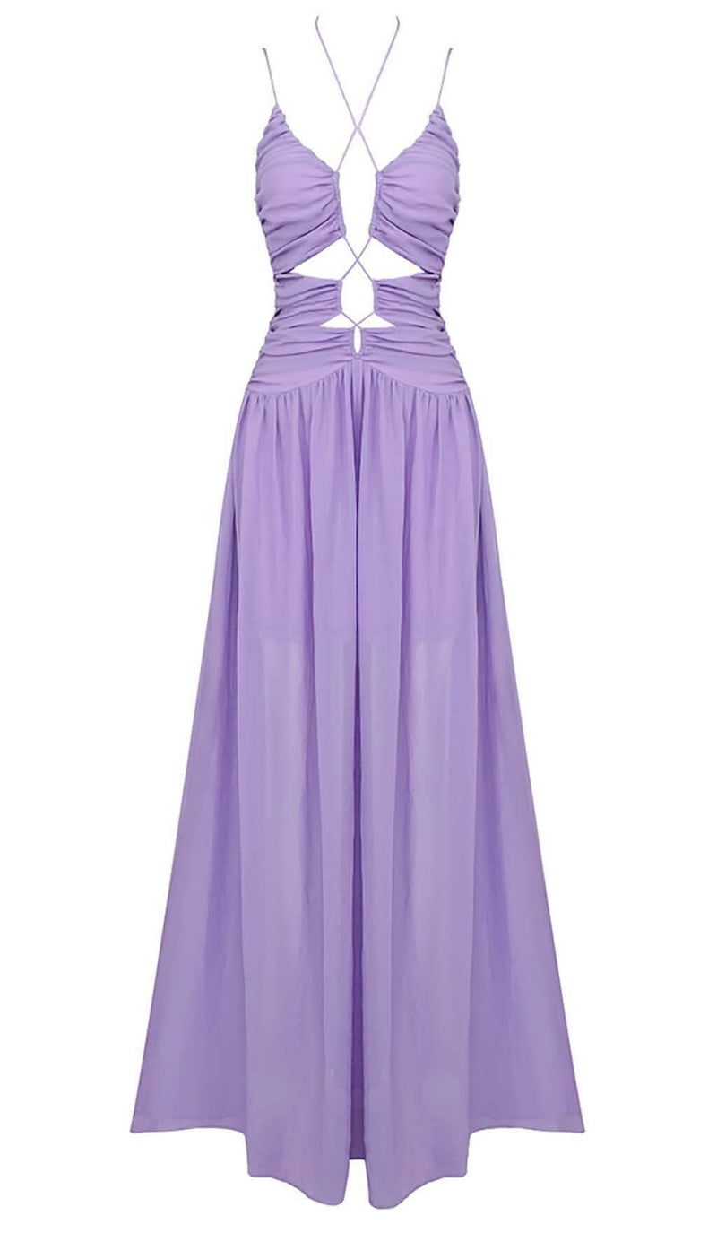 CUTOUT TULLE MAXI DRESS IN LIGHT PURPLE