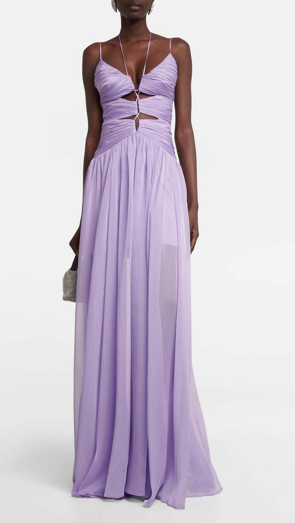 AIIZIE CUTOUT TULLE MAXI DRESS IN LIGHT PURPLE - product image