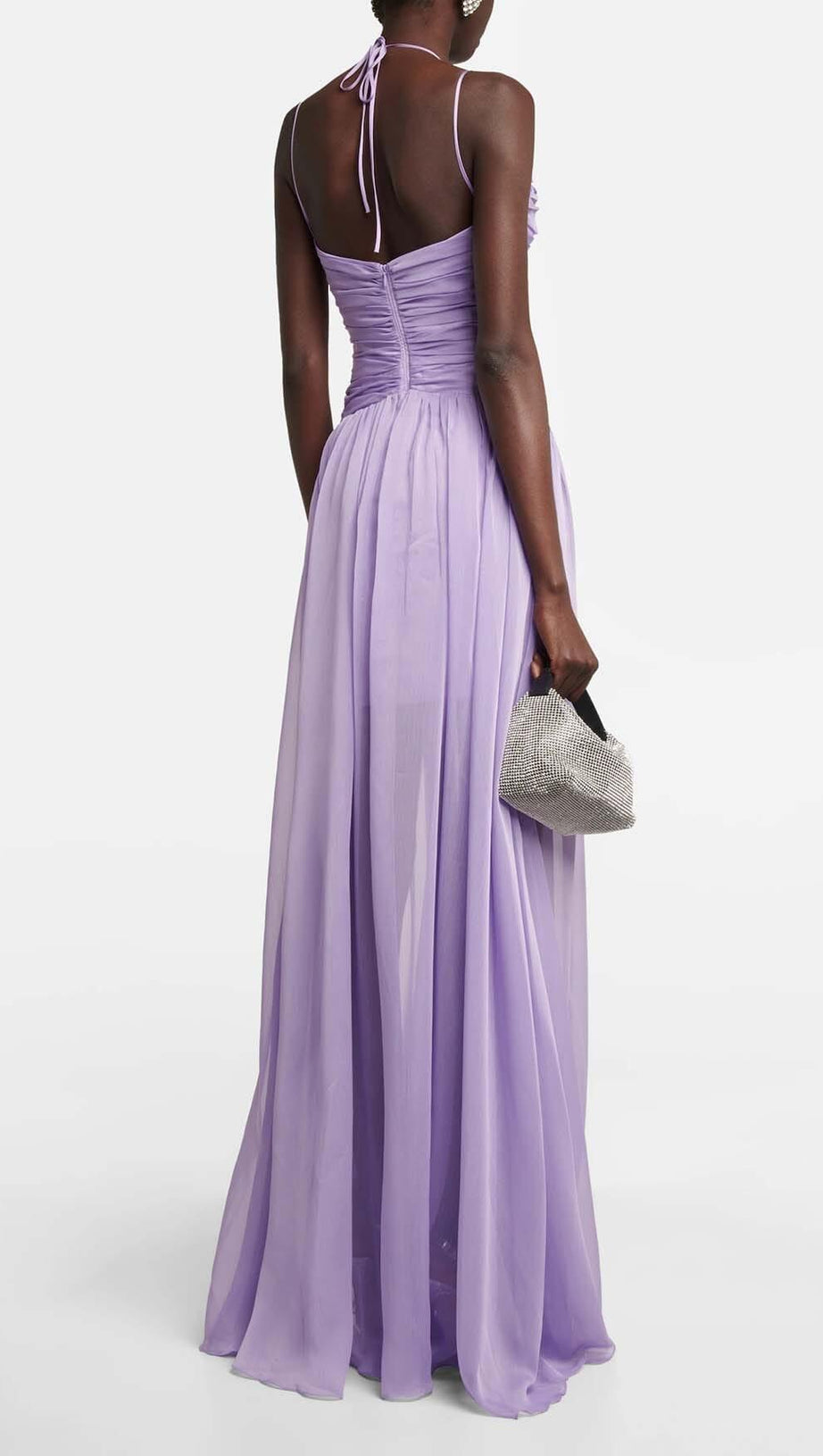 Maxikleid aus Tüll mit Cut-outs in Helllila