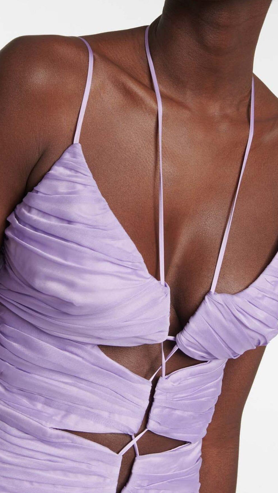 Maxikleid aus Tüll mit Cut-outs in Helllila