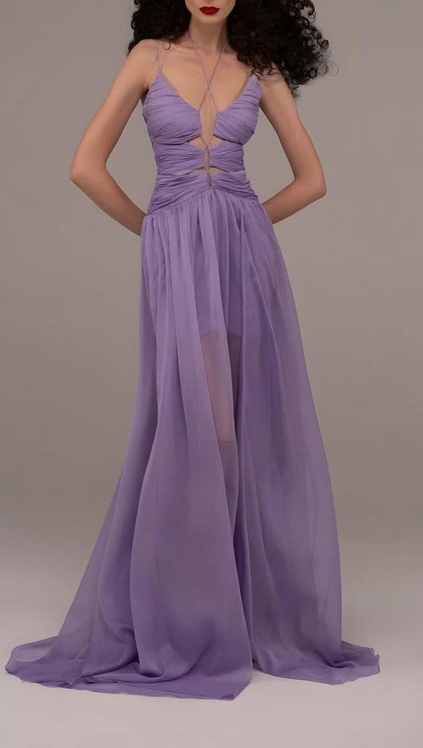 AIIZIE CUTOUT TULLE MAXI DRESS IN LIGHT PURPLE - product image