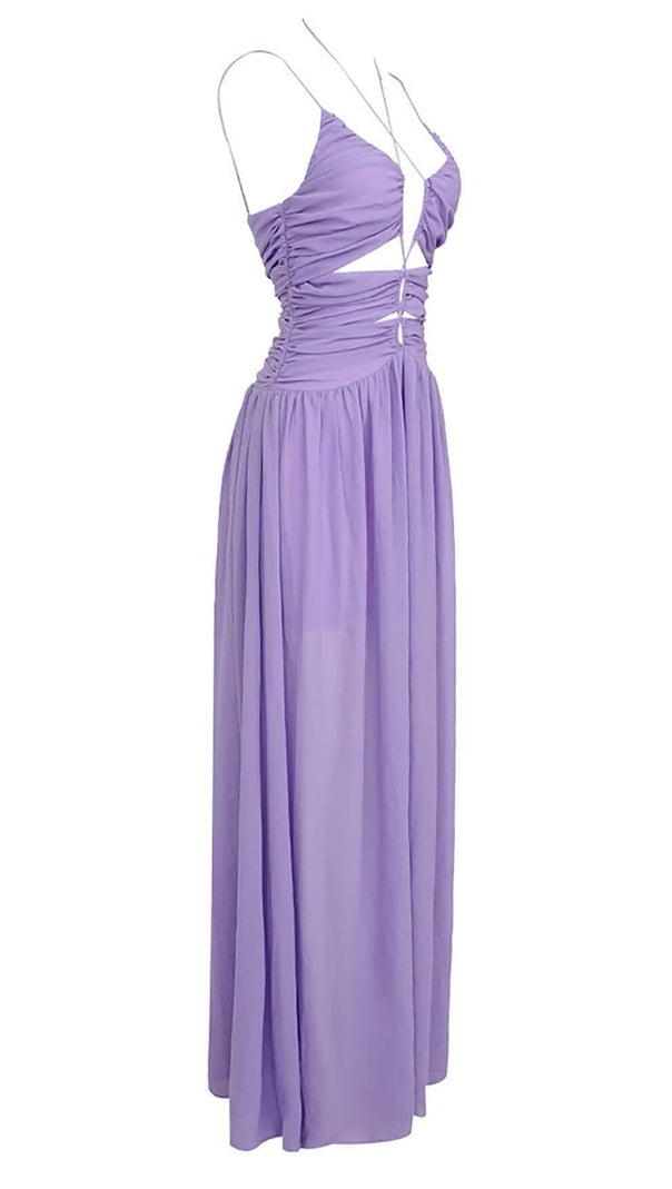 AIIZIE CUTOUT TULLE MAXI DRESS IN LIGHT PURPLE - product image
