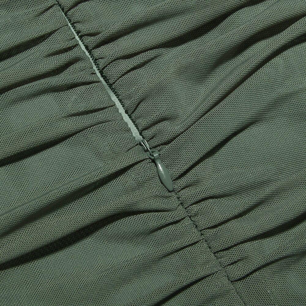 UNREGELMÄSSIGES KORSETTKLEID MIT RÜSCHEN IN GRÜN
