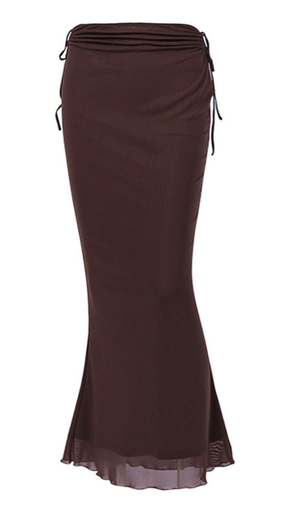HIP WRAP MIDI SKIRT IN BROWN