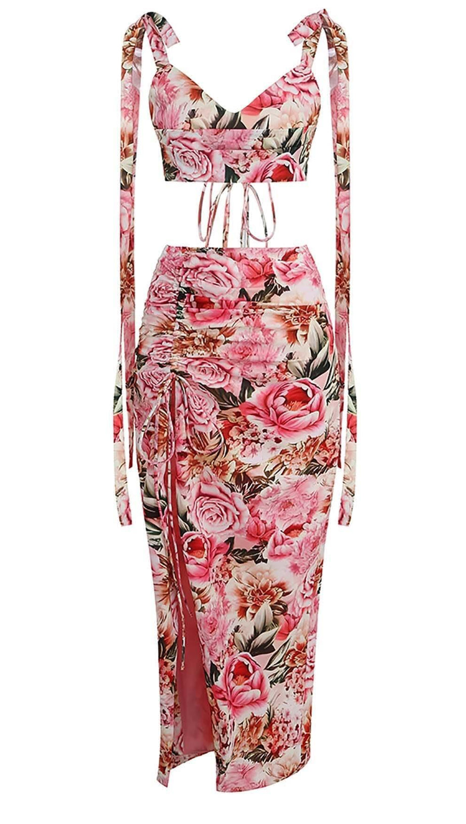 SET DUE PEZZI CON DESIGN FLOREALE IN ROSA