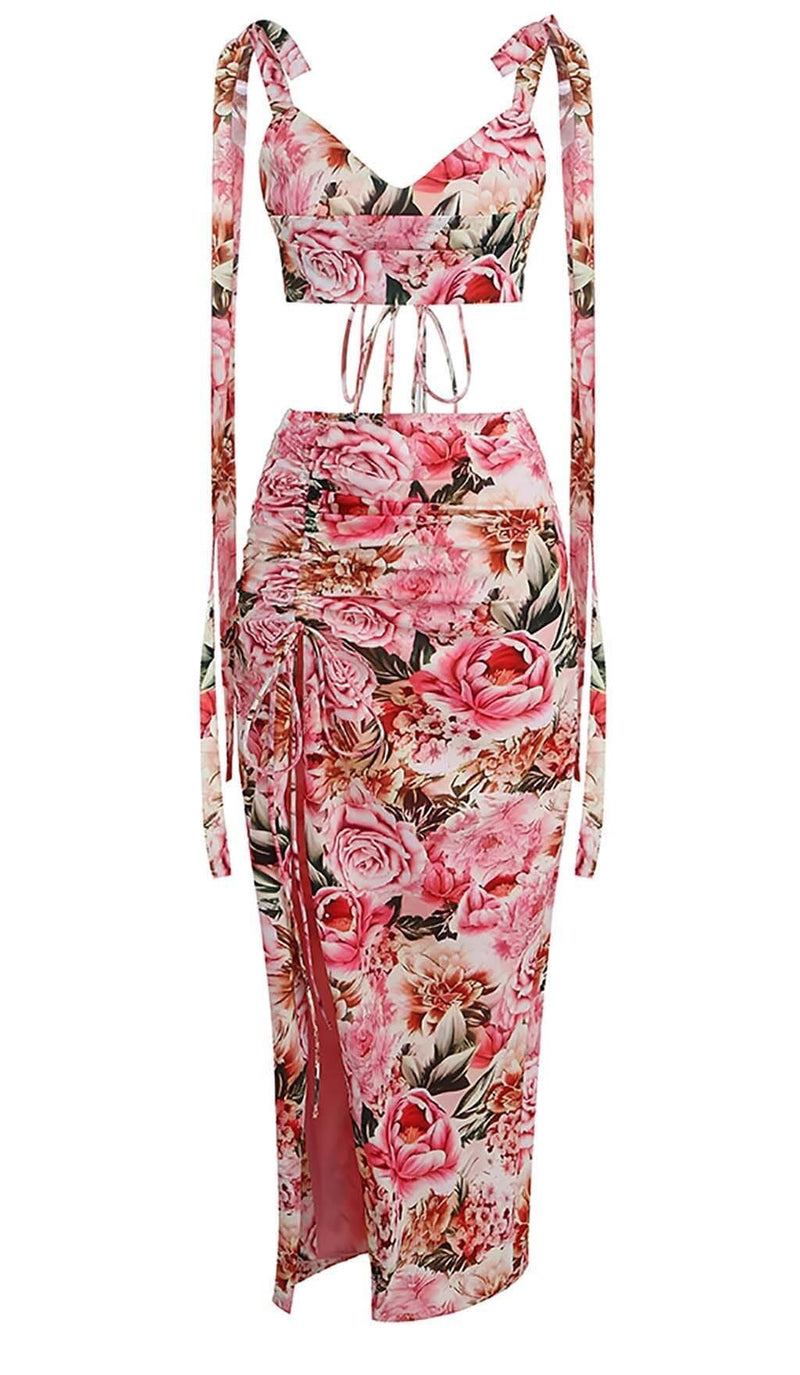 FLORAL DESIGN TWO PIECE SET IN PINK