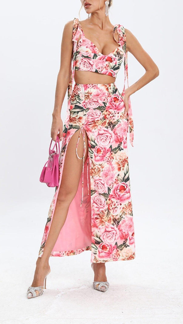 AIIZIE FLORAL DESIGN TWO PIECE SET IN PINK - product image