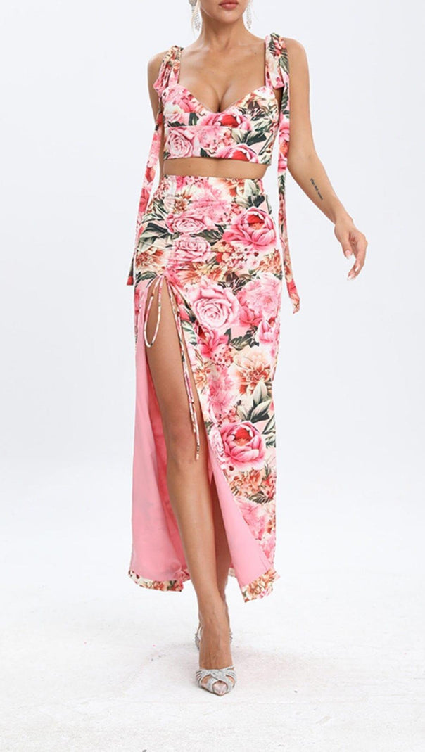 AIIZIE FLORAL DESIGN TWO PIECE SET IN PINK - product image