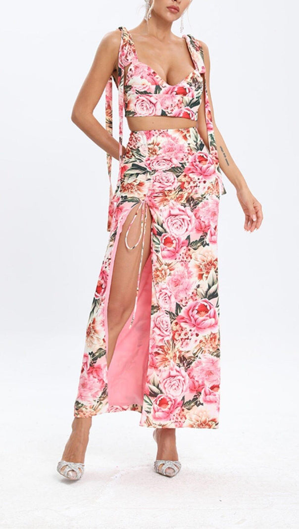AIIZIE FLORAL DESIGN TWO PIECE SET IN PINK - product image