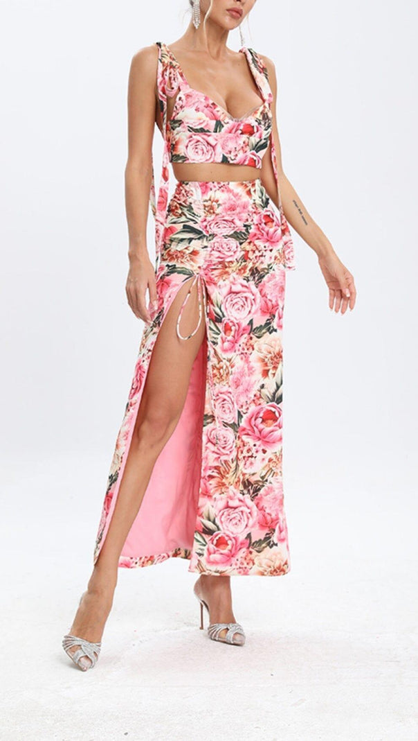 AIIZIE FLORAL DESIGN TWO PIECE SET IN PINK - product image