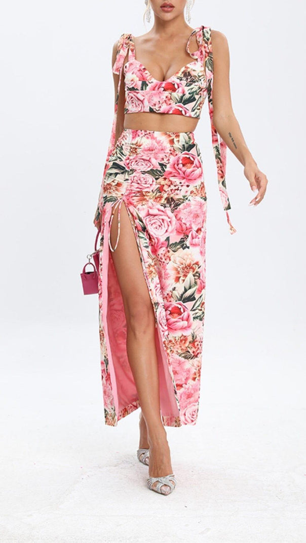 AIIZIE FLORAL DESIGN TWO PIECE SET IN PINK - product image