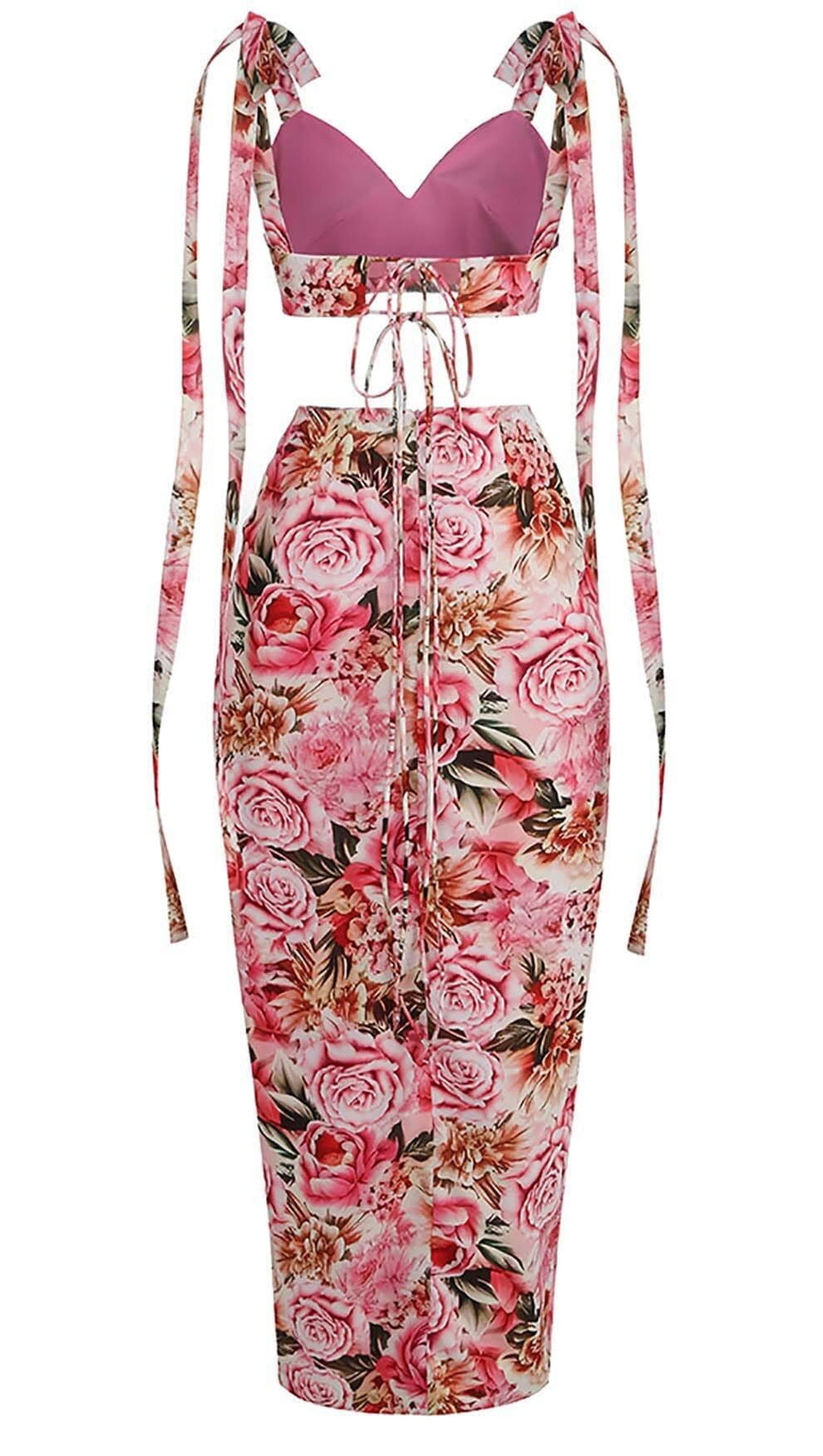 FLORAL DESIGN TWO PIECE SET IN PINK