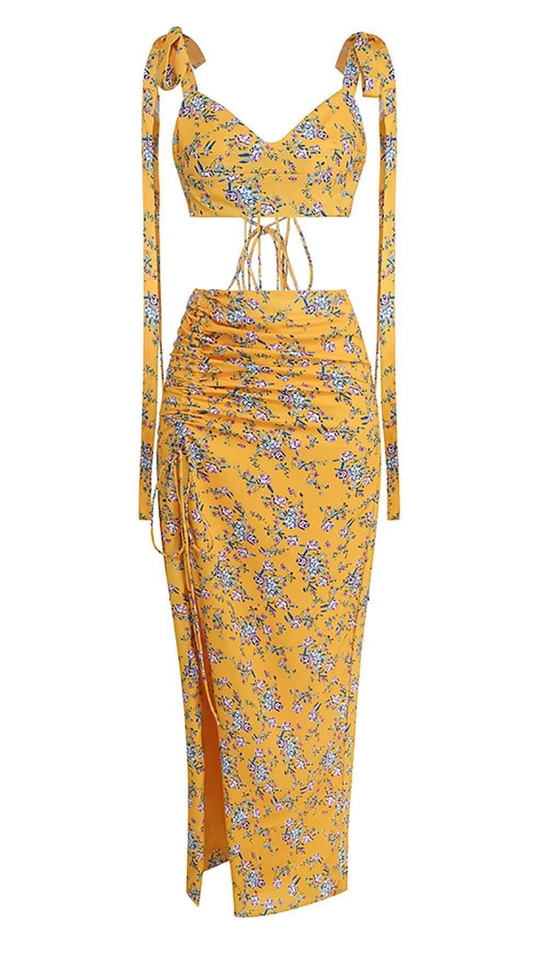 AIIZIE FLORAL DESIGN TWO PIECE SET IN YELLOW - product image