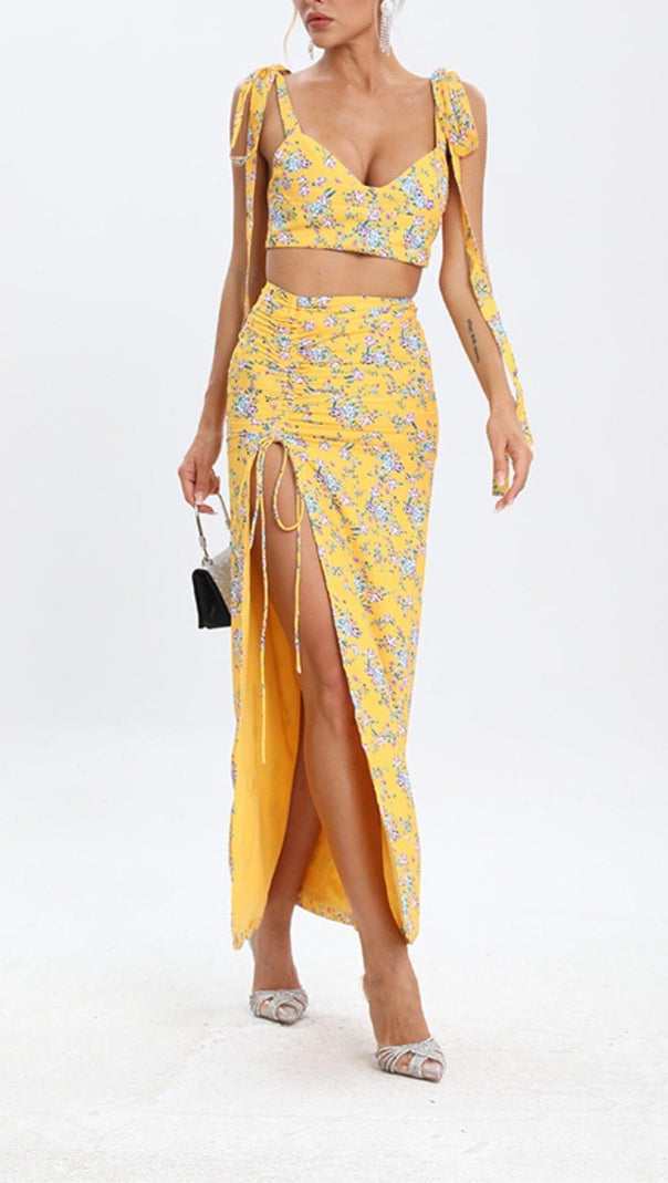 AIIZIE FLORAL DESIGN TWO PIECE SET IN YELLOW - product image