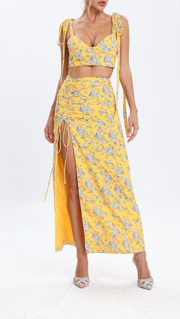 AIIZIE FLORAL DESIGN TWO PIECE SET IN YELLOW - product image