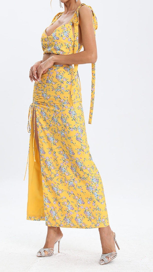 AIIZIE FLORAL DESIGN TWO PIECE SET IN YELLOW - product image