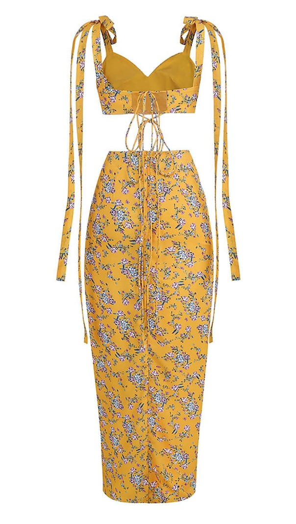 AIIZIE FLORAL DESIGN TWO PIECE SET IN YELLOW - product image