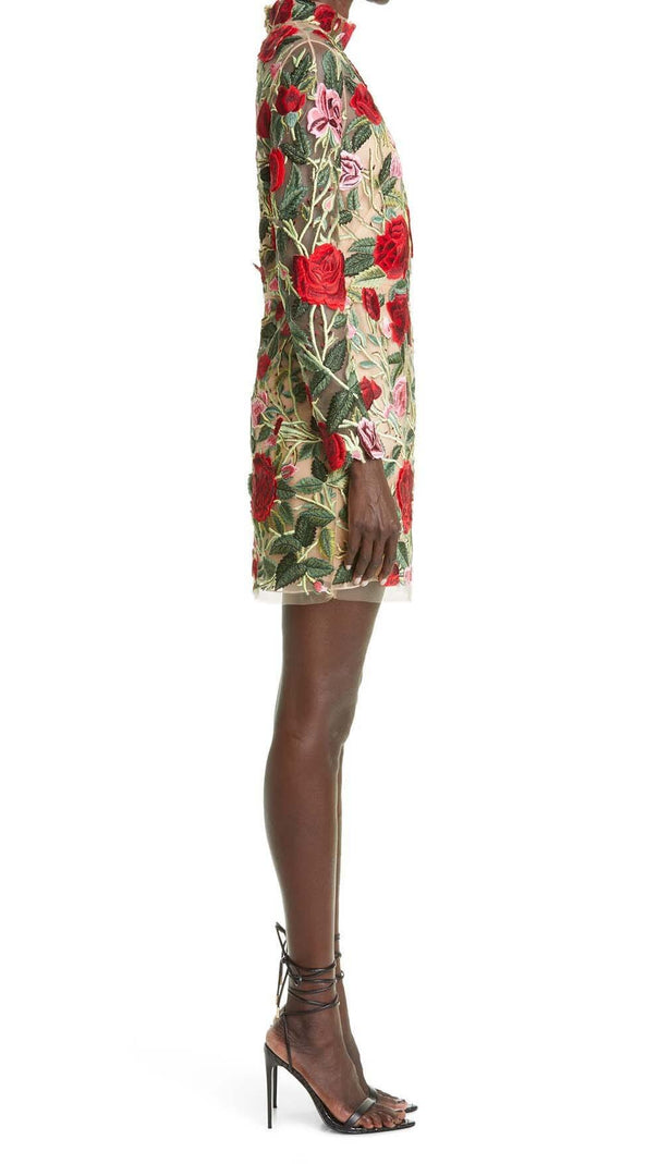 AIIZIE FLORAL EMBROIDERY HIGH MINI DRESS - product image