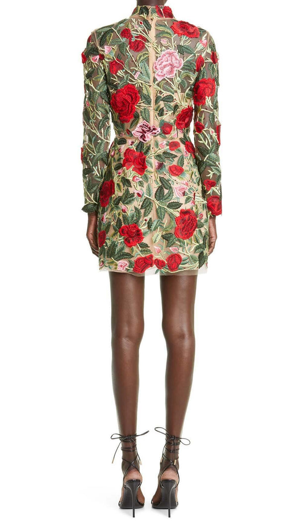 AIIZIE FLORAL EMBROIDERY HIGH MINI DRESS - product image