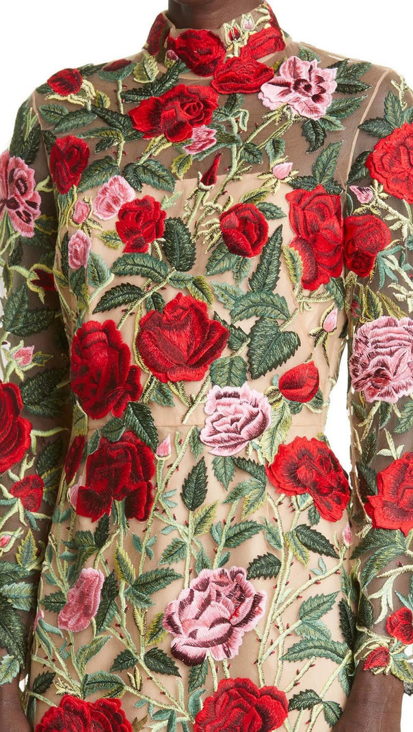 AIIZIE FLORAL EMBROIDERY HIGH MINI DRESS - product image