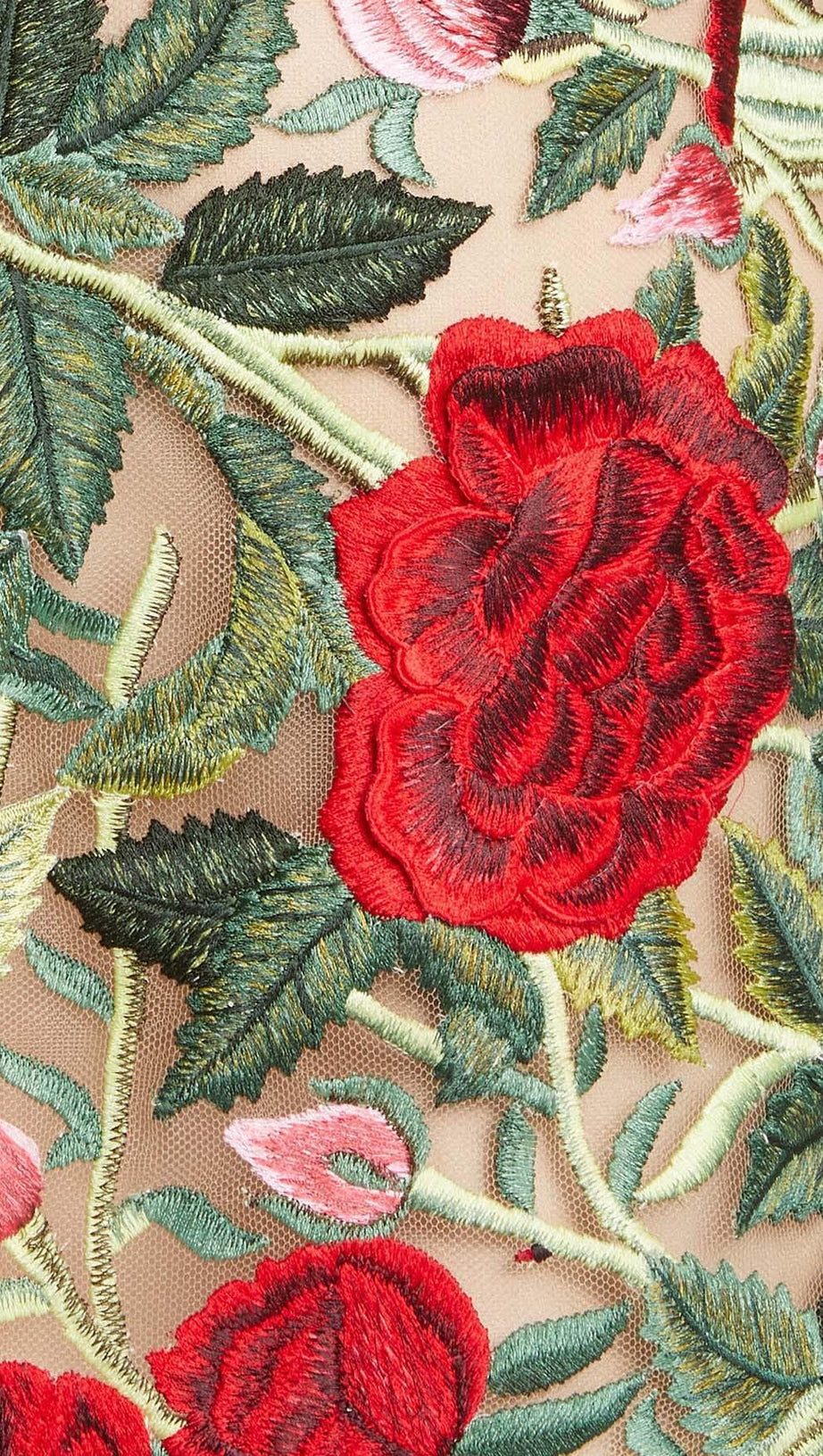 FLORAL EMBROIDERY HIGH MINI DRESS