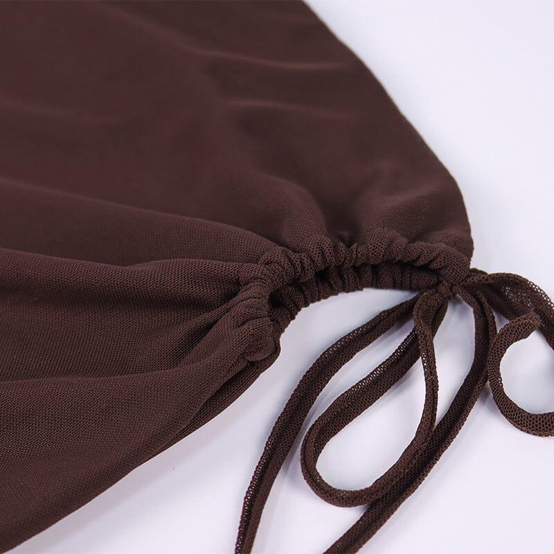 GONNA MIDI AVVOLGENTE CON FIANCHI MARRONE