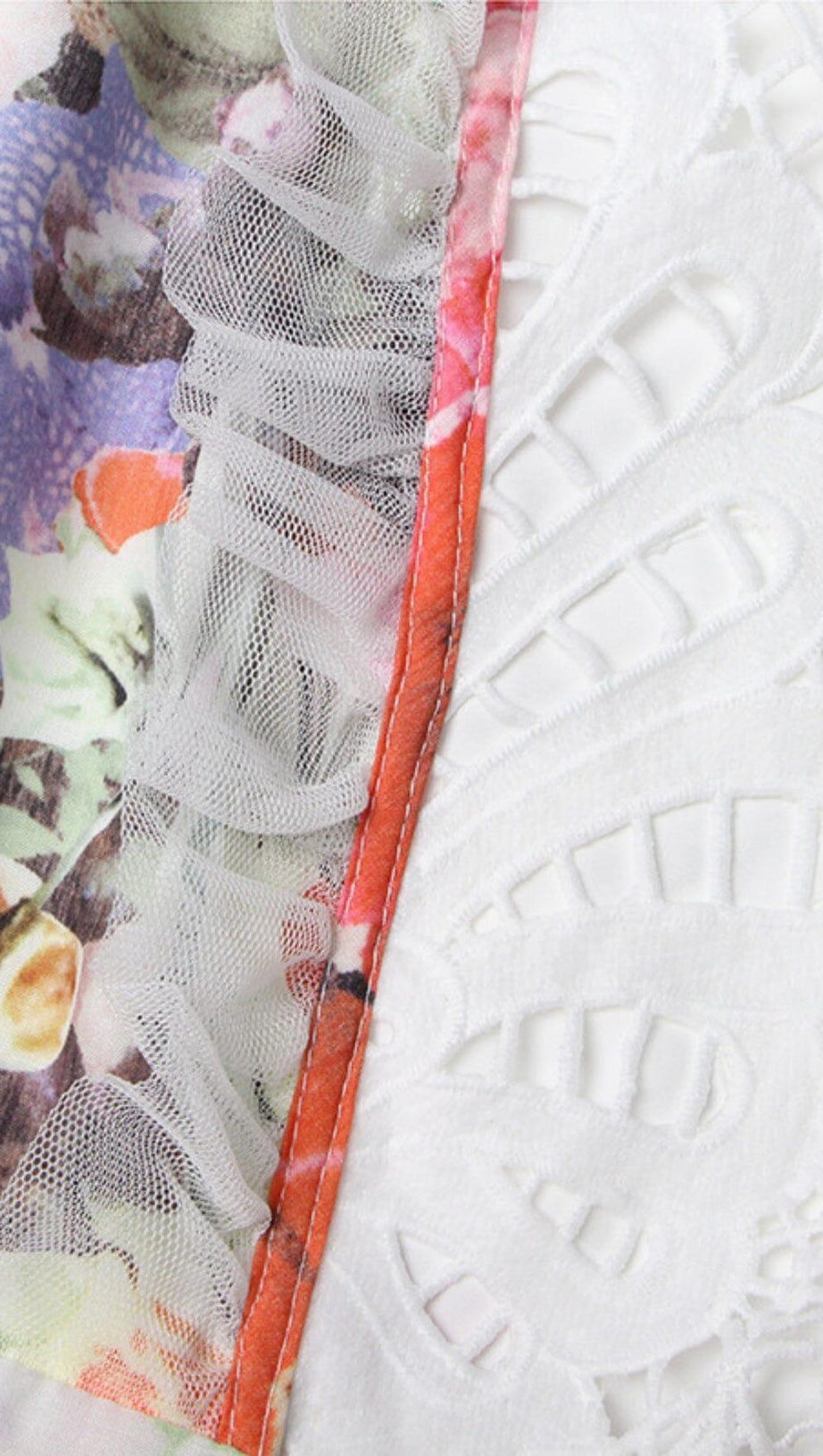 ABITO LUNGO IN PIZZO PATCHWORK FLOREALE