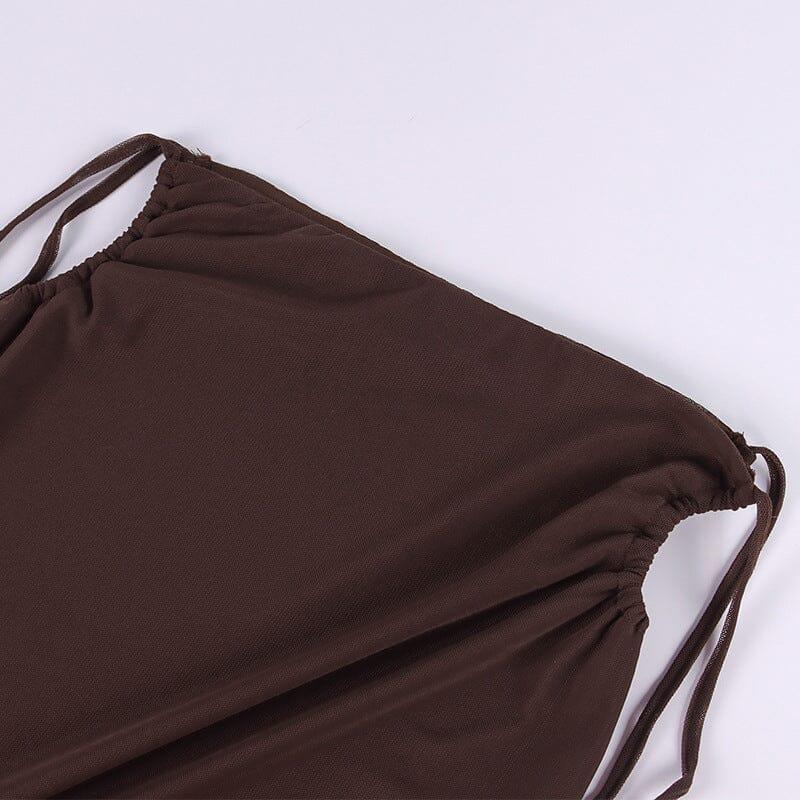 GONNA MIDI AVVOLGENTE CON FIANCHI MARRONE