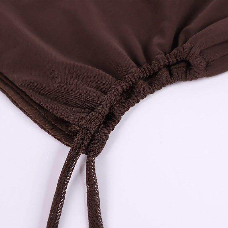 GONNA MIDI AVVOLGENTE CON FIANCHI MARRONE