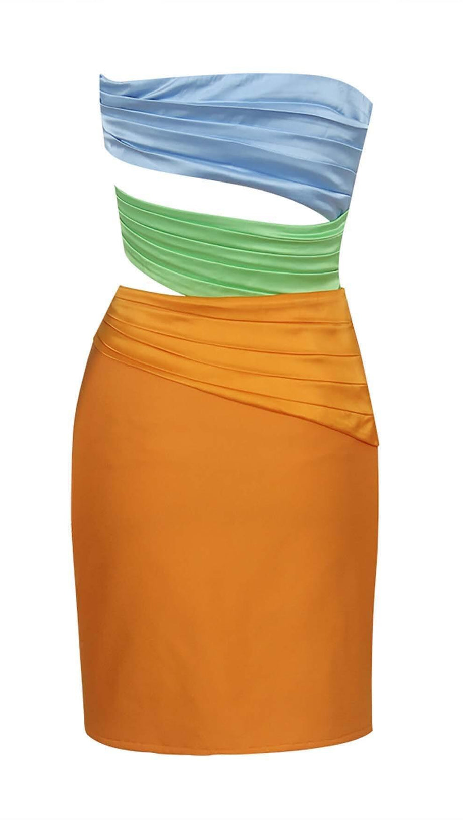 FLOWER-DETAILED SILK MINI DRESS IN MULTI