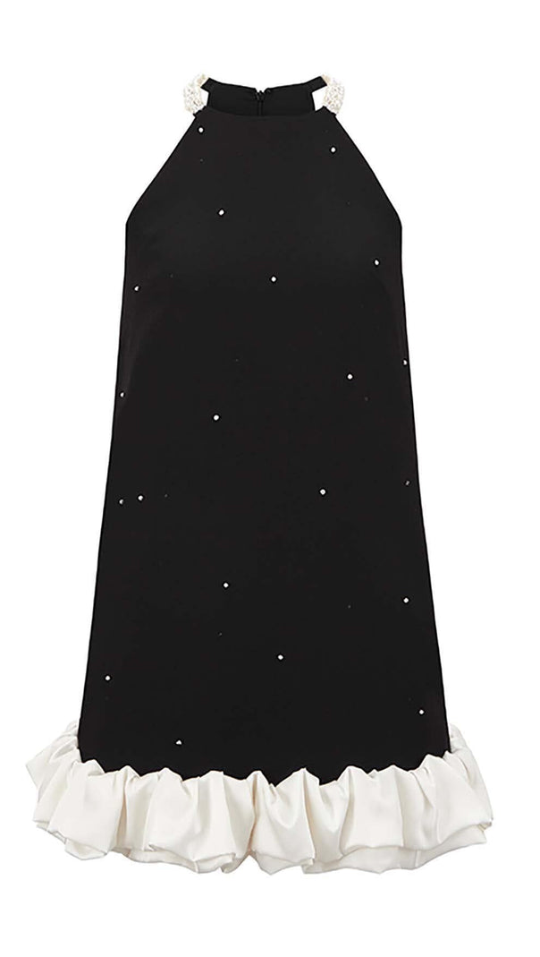 AIIZIE FRILL PEARL MINI DRESS IN BLACK - product image