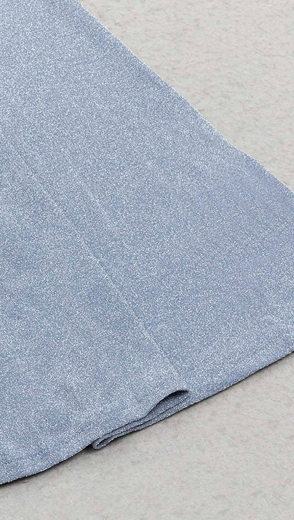 VORNE DRAPIERTES MEERJUNGFRAUENKLEID IN BLAU