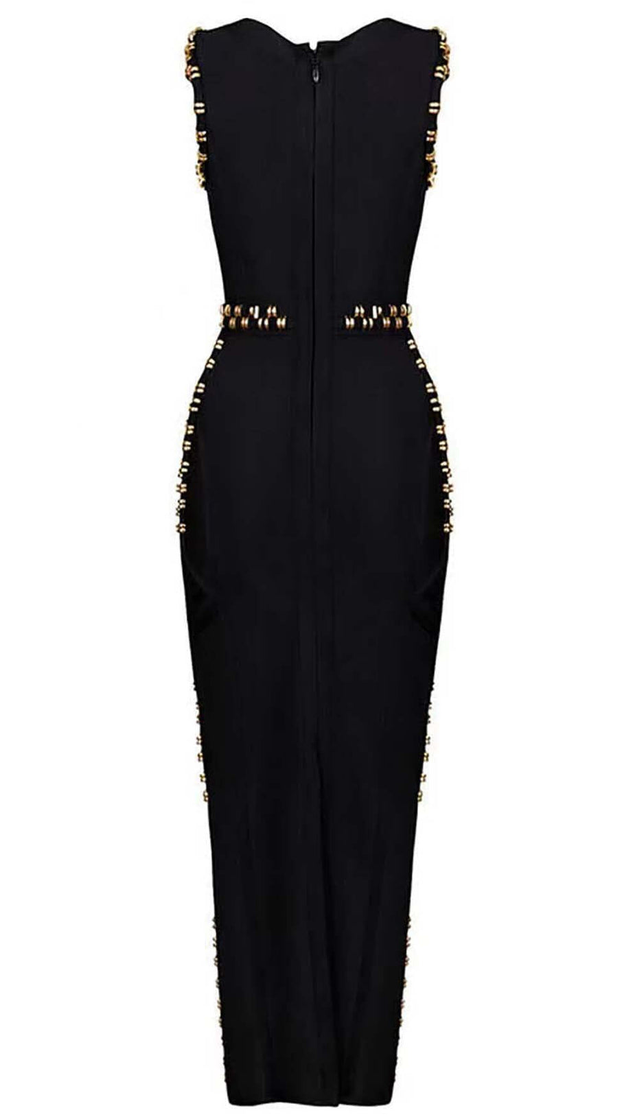 BANDAGE-MAXIKLEID MIT GOLDENEN AKZENTEN