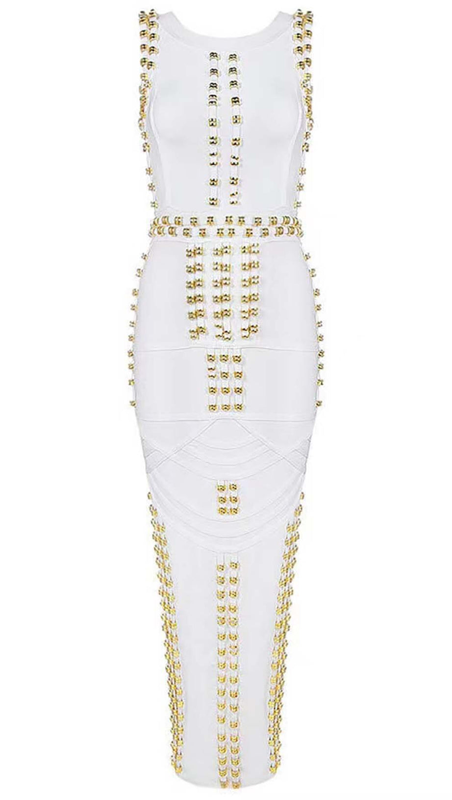 BANDAGE-MAXIKLEID MIT GOLDENEN AKZENTEN