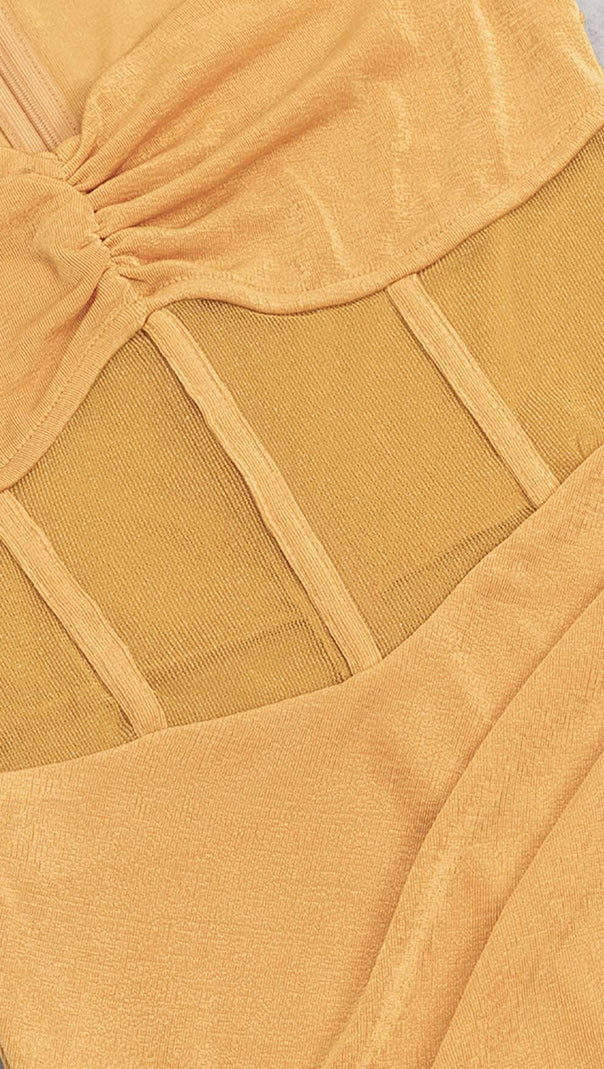AIIZIE HALTER BANDAGE MIDI DRESS IN YELLOW - product image