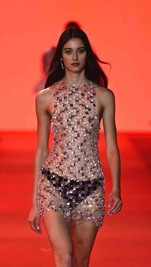 AIIZIE HALTERNECK RHINESTONE BODY CHAIN DRESS - product image