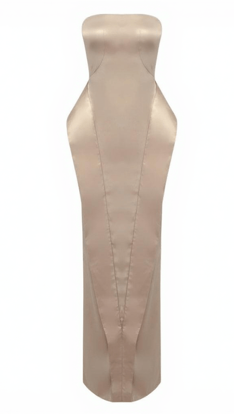 MAXIMA STRAPLESS SATIN MAXI DRESS