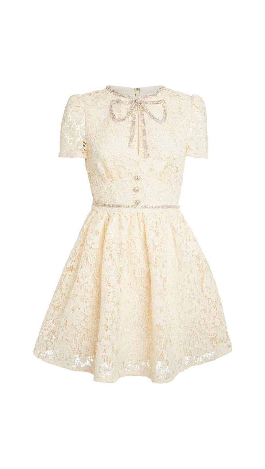 MINIKLEID MIT SPITZENSCHLEIFE IN CREMEGELB