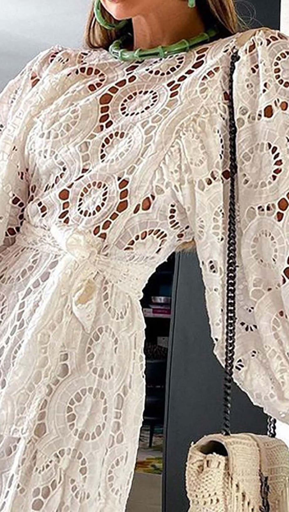 LANTERN SLEEVE MINI DRESS IN WHITE