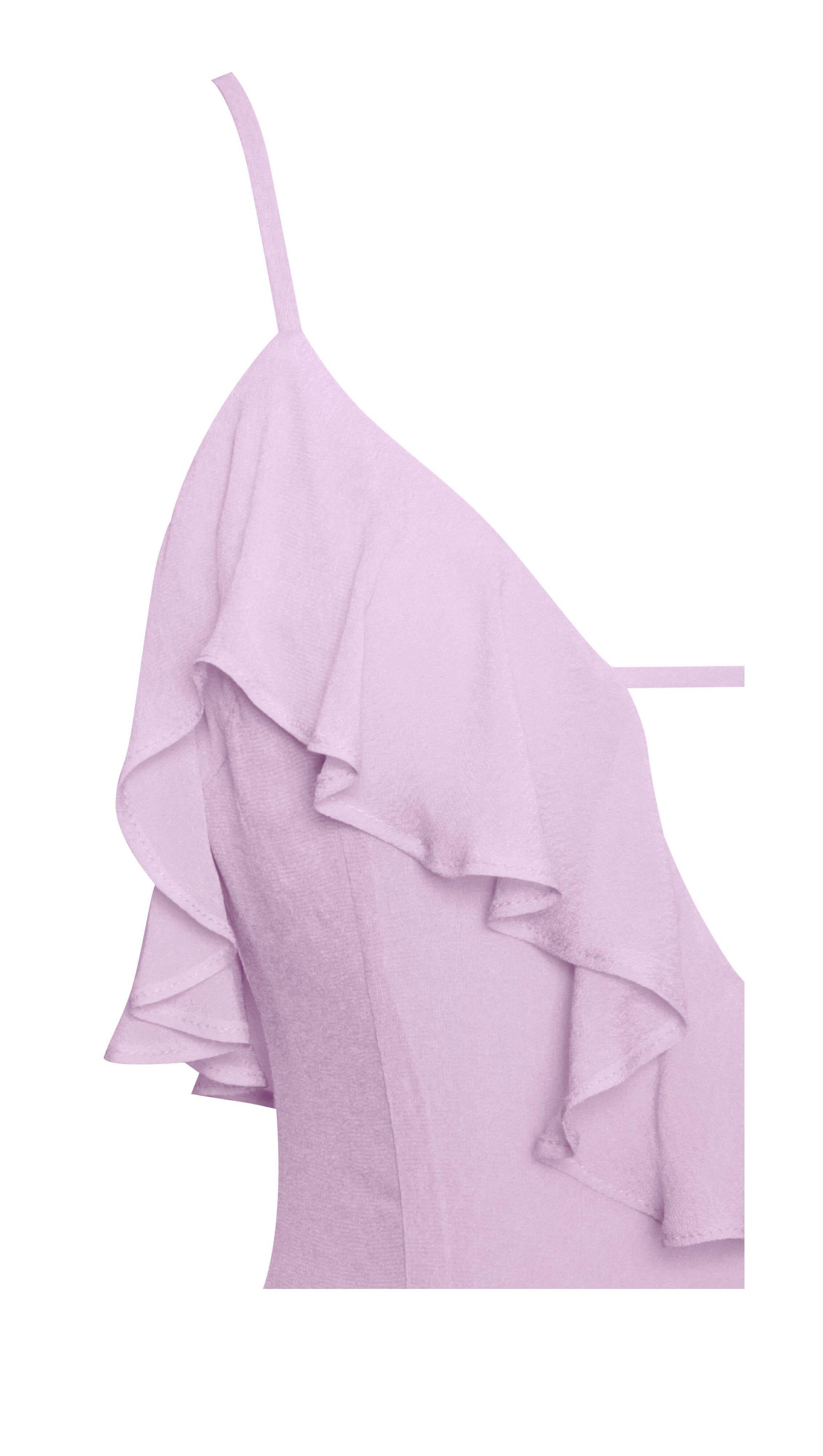 LILAC RAYON RUFFLE MAXI DRESS