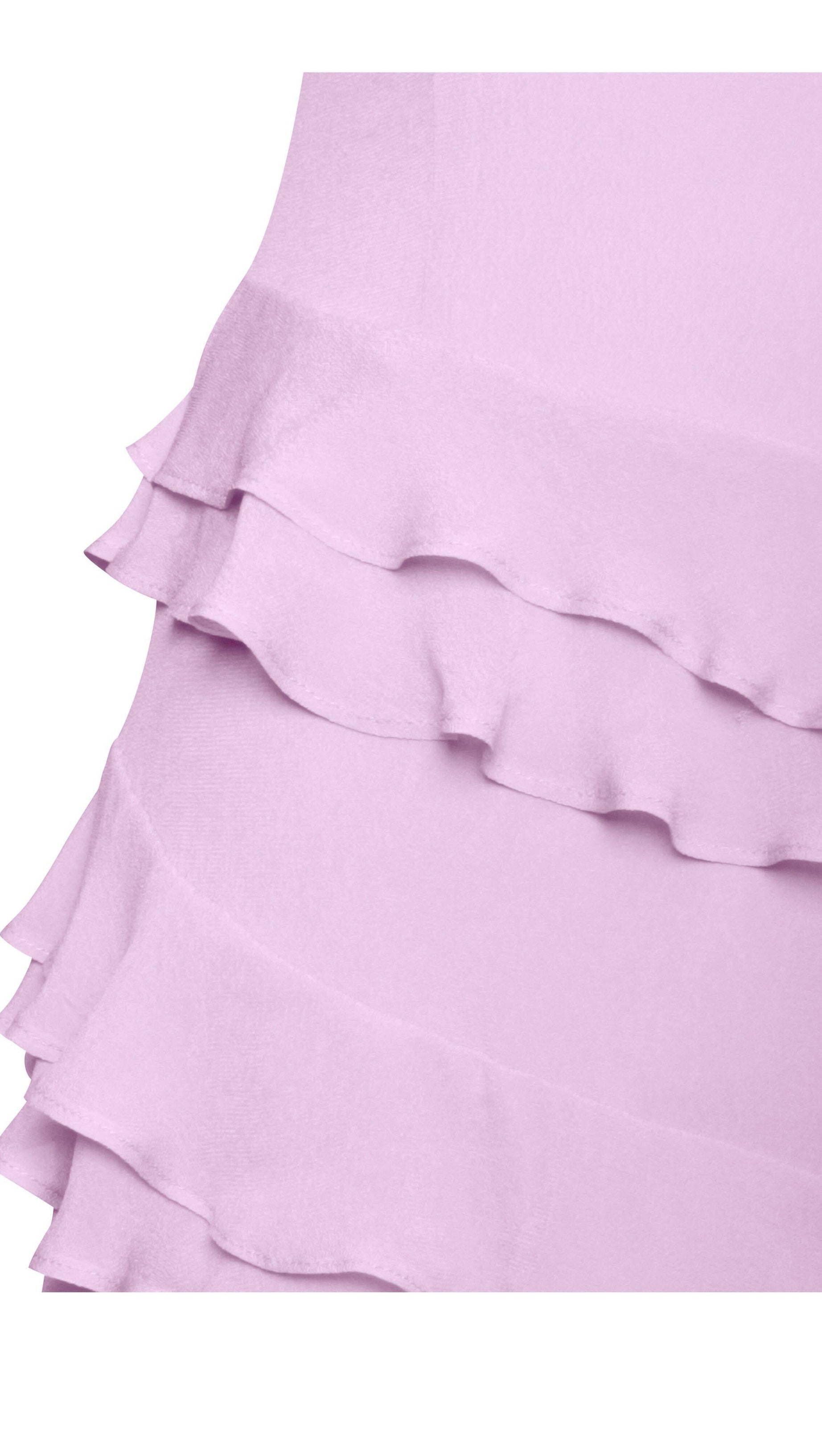 LILAC RAYON RUFFLE MAXI DRESS