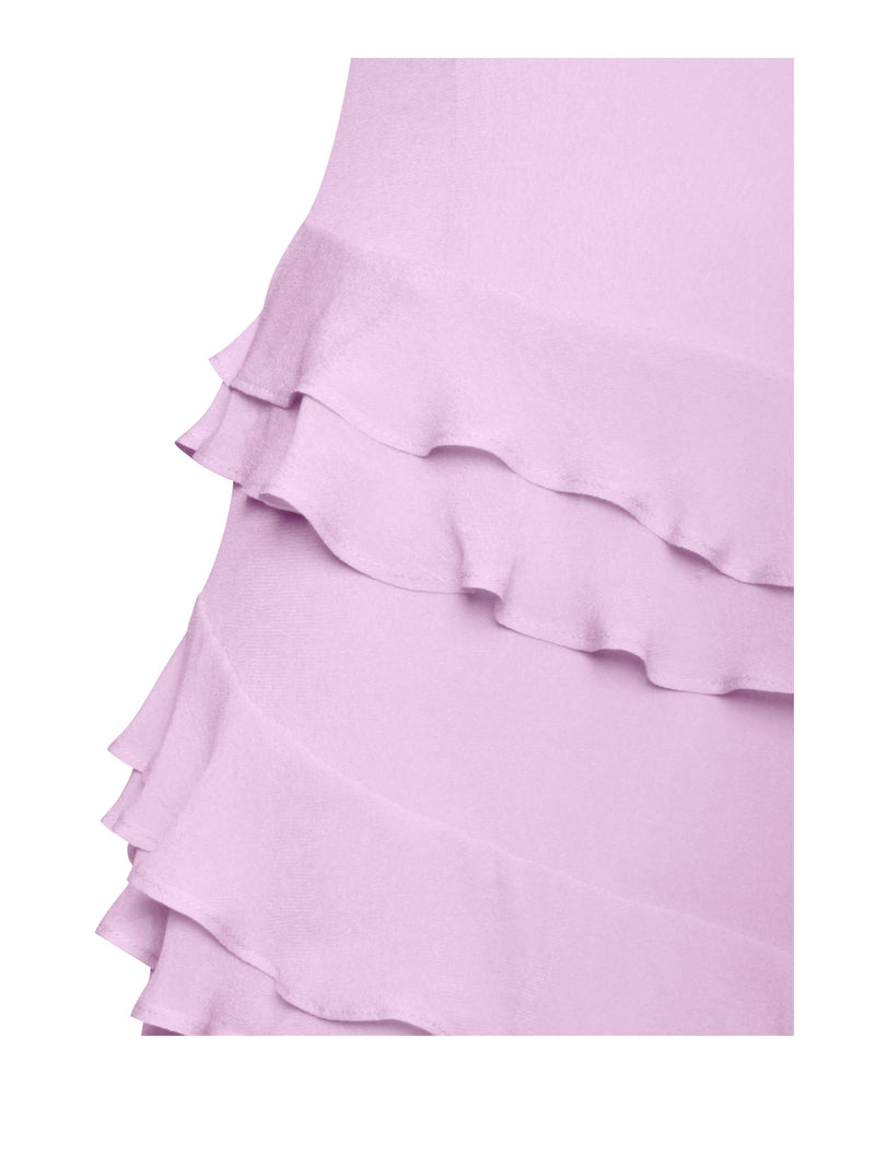 LILAC RAYON RUFFLE MAXI DRESS