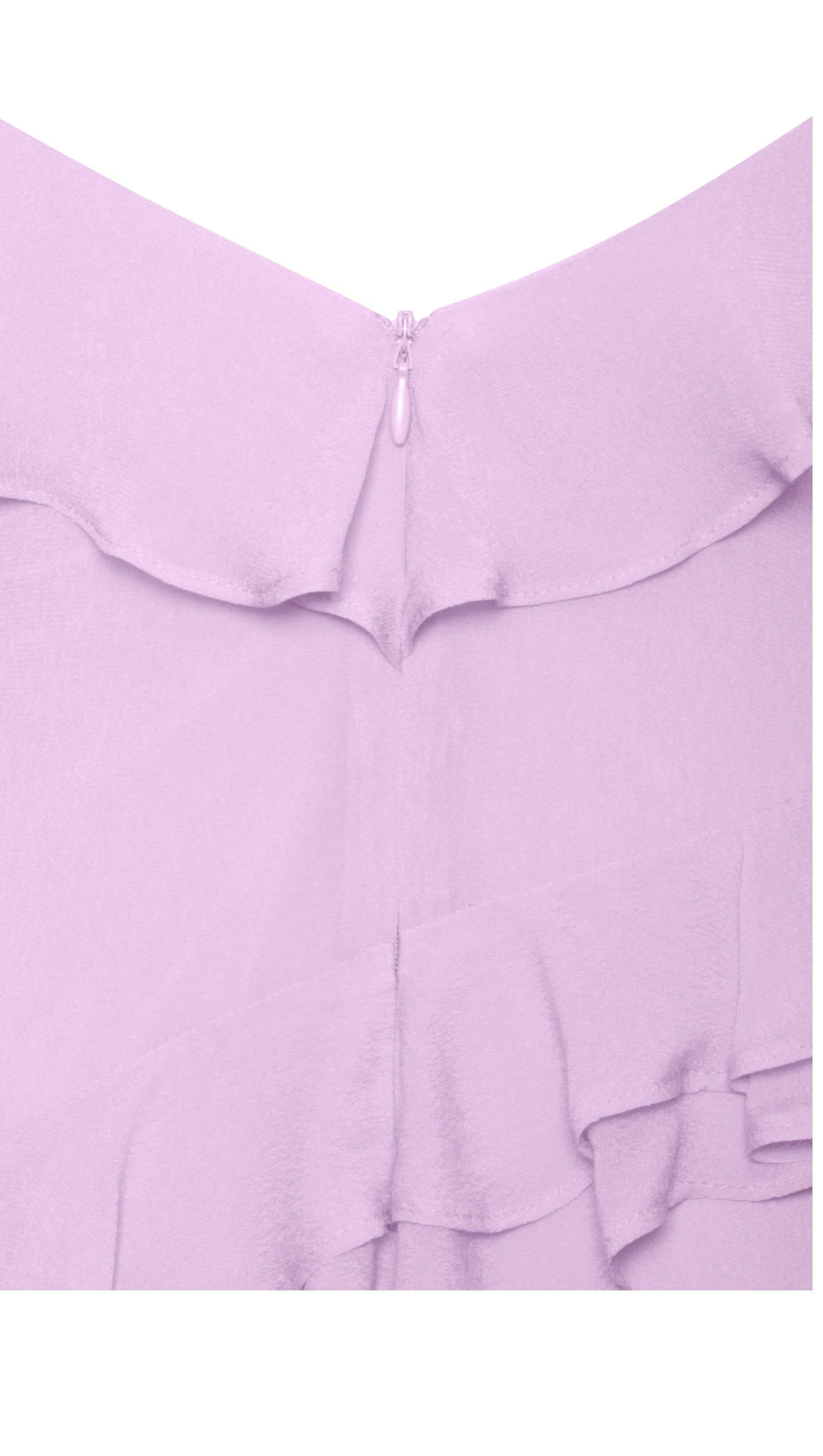LILAC RAYON RUFFLE MAXI DRESS