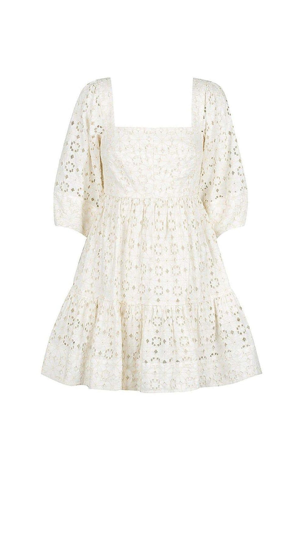 AIIZIE LINEN SQUARE NECK MINI DRESS - RICE - product image