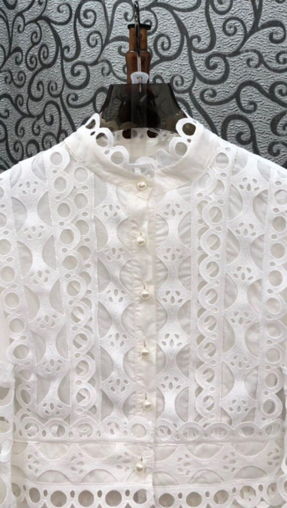 LONG PUFF SLEEVES FLARED TIERED MIDI DRESS IN WHITE