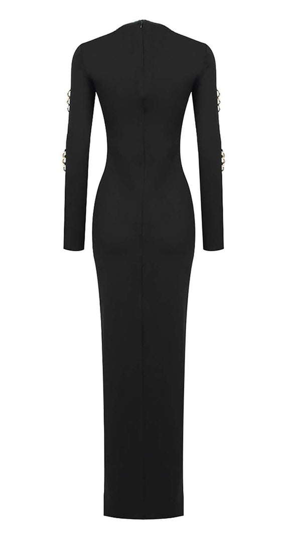 AIIZIE LONG SLEEVE EMBELLISHED MAXI DRESS IN BLACK - product image