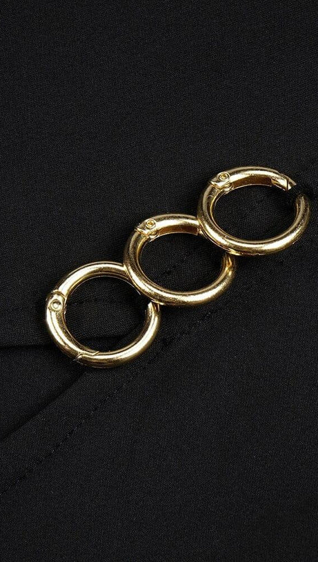 ABITO LUNGO A MANICHE LUNGHE CON DECORAZIONI IN NERO