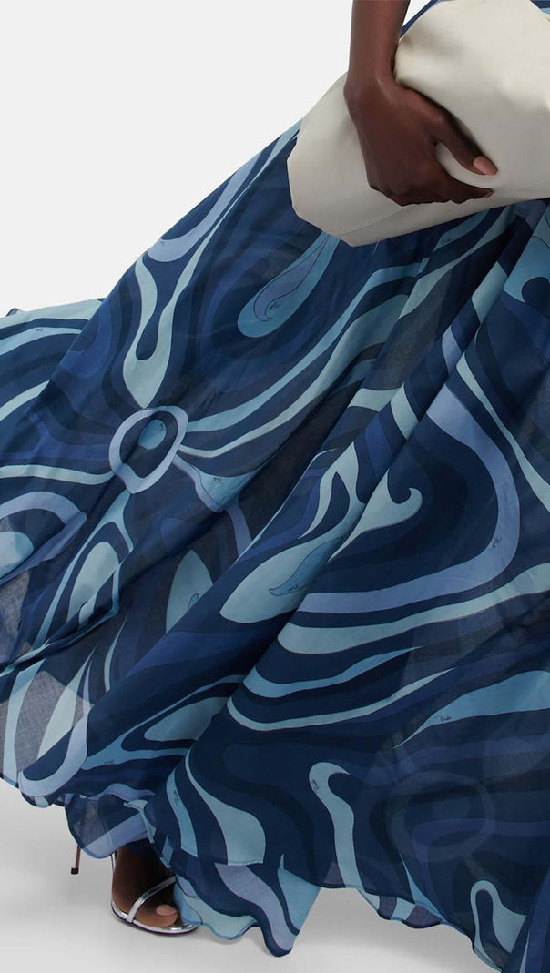 AIIZIE MARMO-PRINT RUFFLE TWO PIECE SET IN BLUE - product image