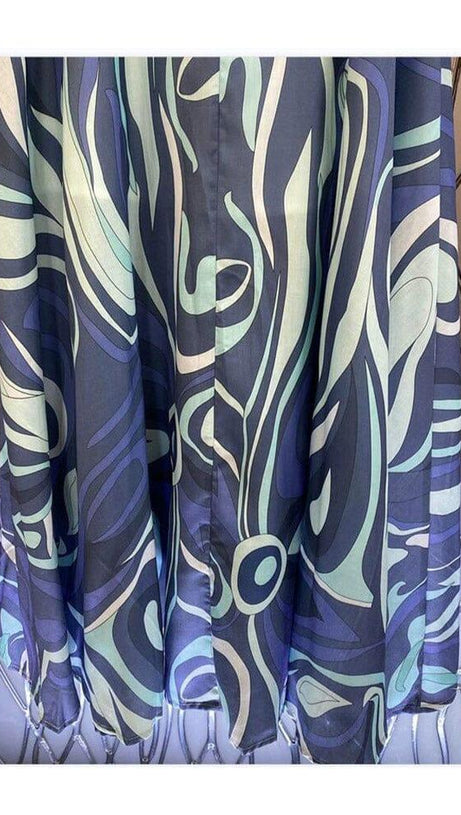 MARMO-PRINT RUFFLE TWO PIECE SET IN BLUE